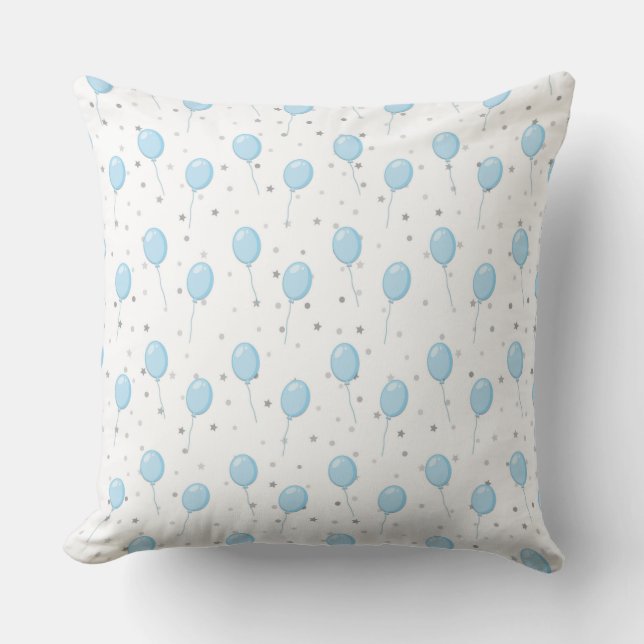 COJÍN DECORATIVO GLOBOS BEBÉ BLANCOS CON AZUL (Anverso)