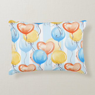 Cojín Decorativo Globos coloridos: acuarela sin costuras.