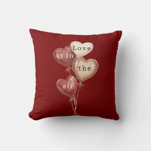 Cojín Decorativo Globos con corazón de crema roja Amor en el aire