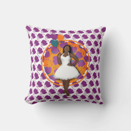 Cojín Decorativo Globos de colores de mujer negra floridos Patrón b
