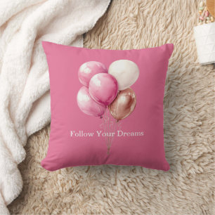 Cojín Decorativo Globos de oro blanco rosa Sueños