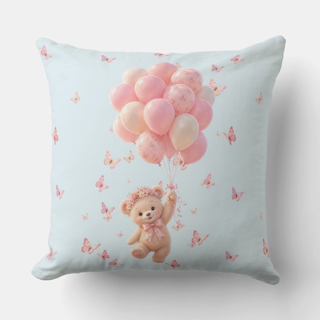 Cojín Decorativo Globos de ositos de peluche mariposas  (Anverso)