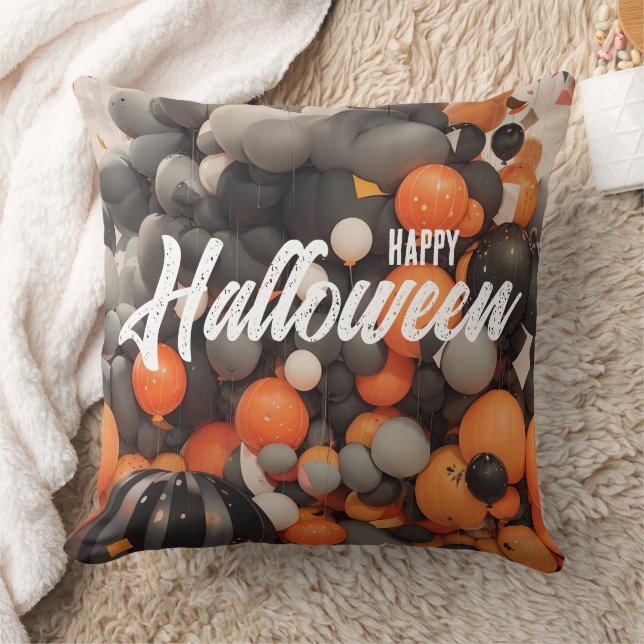 Cojín Decorativo Globos espeluznantes de Halloween jack'o'lantern (Manta)