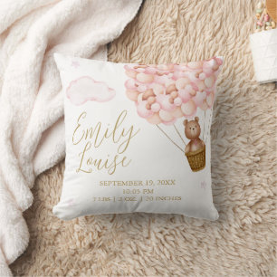 Cojín Decorativo Globos rosados de osito de peluche Estadísticas de