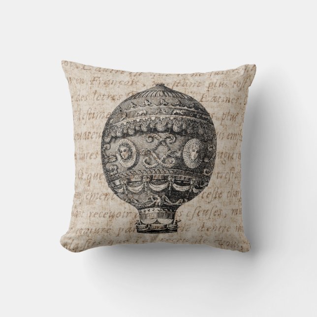 Cojín Decorativo Globos viejos del dirigible retro del globo del (Anverso)