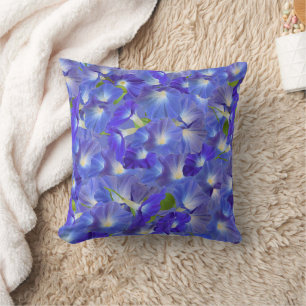 Cojín Decorativo Gloria de la Mañana Azul Celeste Floral 3D