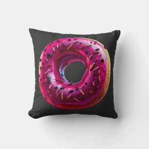 Cojín Decorativo Glossy Pink Donut with Dark Sprinkles