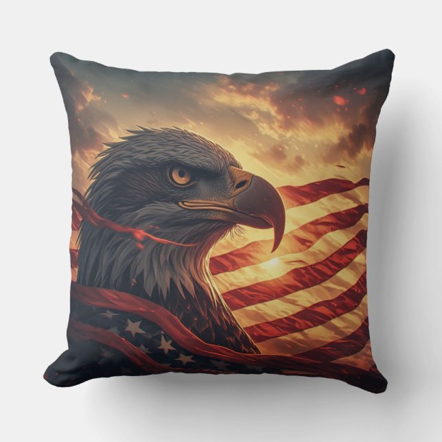 Cojín Decorativo Glow American Eagle Patriotic USA Pride (Anverso)