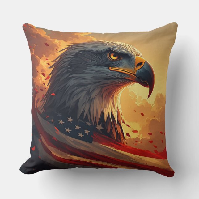 Cojín Decorativo Glowing Flag Patriotic Eagle USA Pride (Anverso)