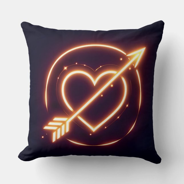 Cojín Decorativo glowing image of a heart with cupid's arrow (Anverso)