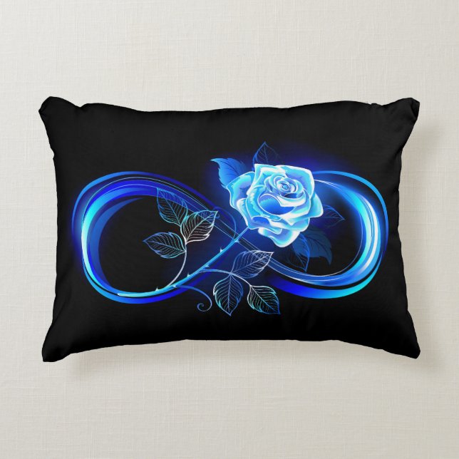 Cojín Decorativo Glowing infinity with blue rose (Anverso)