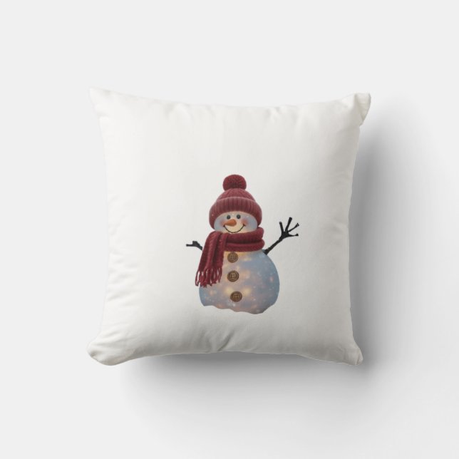 Cojín Decorativo Glowing Winter Snowman - Cozy Christmas Night (Anverso)