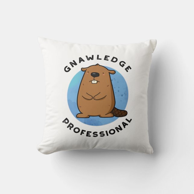 Cojín Decorativo Gnawledge Professional Funny Beaver Pun (Anverso)