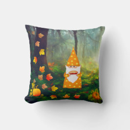 Cojín Decorativo Gnome de Acción de Gracias y bellas hojas de otoño