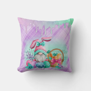 Cojín Decorativo Gnome De Conejo De Pascua Con Huevos De Cesta