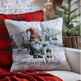 Cojín Decorativo Gnome de Navidades de invierno acuarela