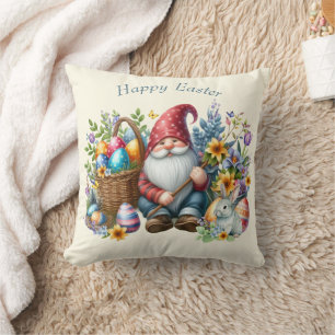 Cojín Decorativo Gnome de Pascua Personalizado de Acuarela