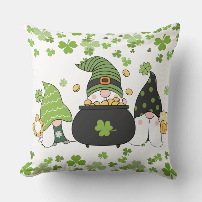 Cojín Decorativo Gnome del Día de San Patricio (Anverso)