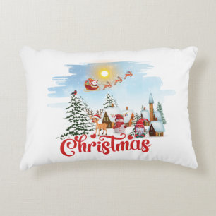 Cojín Decorativo Gnome lindo, hombre de nieve celebrando vacaciones