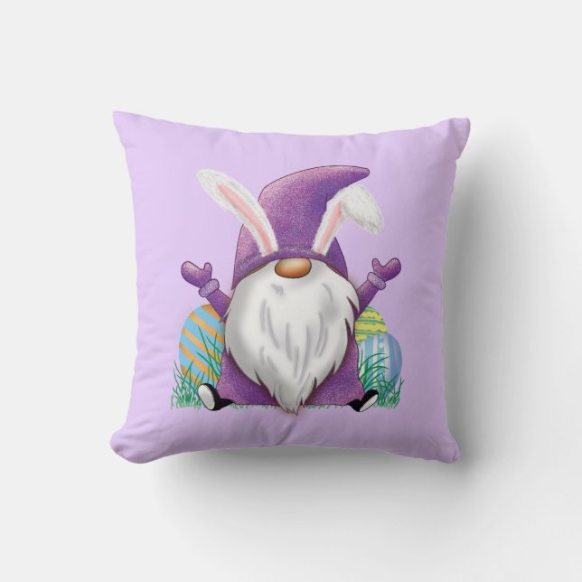 Cojín decorativo Gnome Púrpura de Pascua (Anverso)