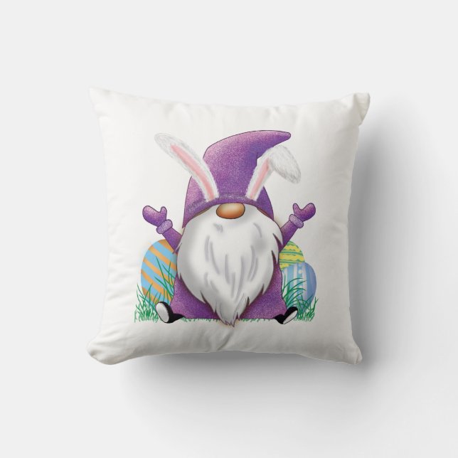 Cojín Decorativo Gnome púrpura de Pascua (Anverso)