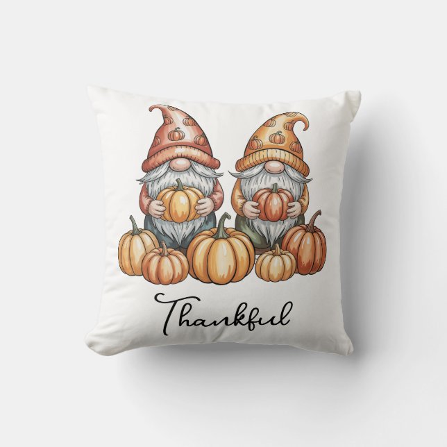 Cojín Decorativo Gnomes otoñales con calabazas Cute Caída Acción de (Anverso)