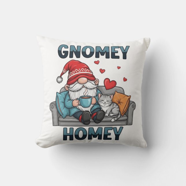 Cojín Decorativo Gnomey homey gnome en casa (Anverso)