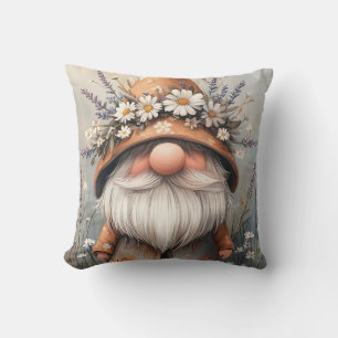 Cojín Decorativo Gnomo de Flor Caprichosa: Arte Adorable de Acuarel