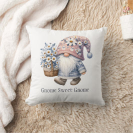 Cojín Decorativo Gnomo de flor de margarita personalizado Lindo cap