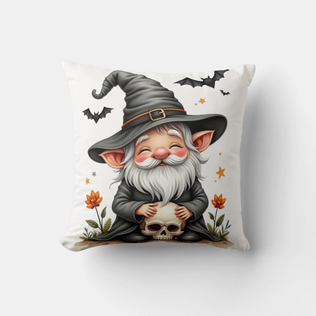 Cojín Decorativo Gnomo de Halloween con Calavera (Anverso)