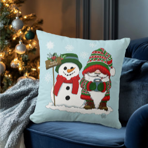 Cojín Decorativo Gnomo de Navidad Acogedor Muñeco de Nieve Fiesta d