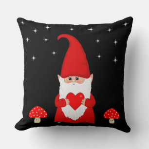 Cojín Decorativo Gnomo de Navidad lindo en negro