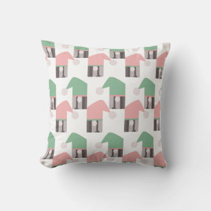 Cojín Decorativo Gnomo de Navidad Rosa Verde Festivo