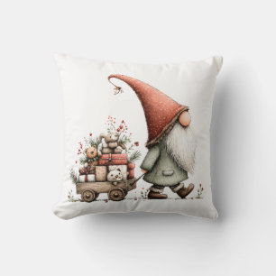 Cojín Decorativo Gnomo de Navidad tirando regalos