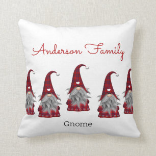 Cojín Decorativo Gnomo Elfo de Navidad Personalizado Cuadrillé Rúst