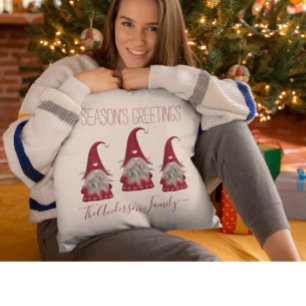 Cojín Decorativo Gnomo Elfo de Navidad Personalizado Cuadrillé Rúst