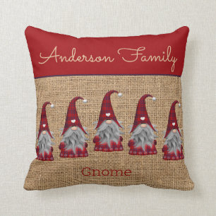Cojín Decorativo Gnomo Elfo de Navidad Personalizado Rústico Adorab