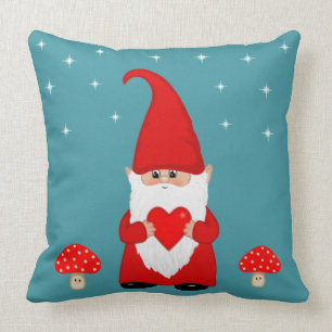 Cojín Decorativo Gnomo Navideño Adorable en Turquesa