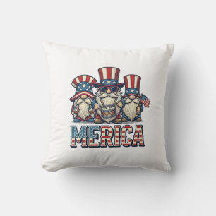 Cojín Decorativo Gnomo Patriótico Merica Diseño Vector Vintage_1