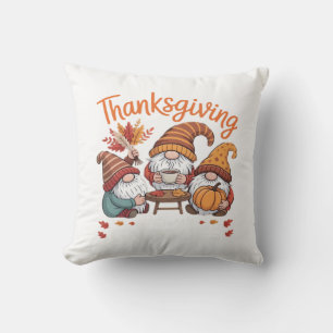 Cojín Decorativo Gnomos de Acción de Gracias Otoño Leopardo Pavo T