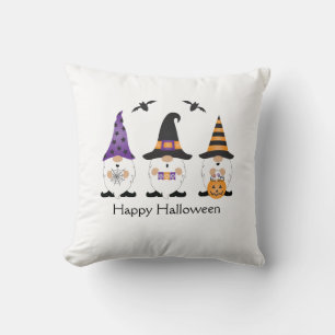 Cojín Decorativo Gnomos de feliz Halloween púrpura naranja
