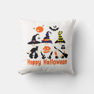 Cojín Decorativo Gnomos de Halloween Lindos Calabacines de Otoño