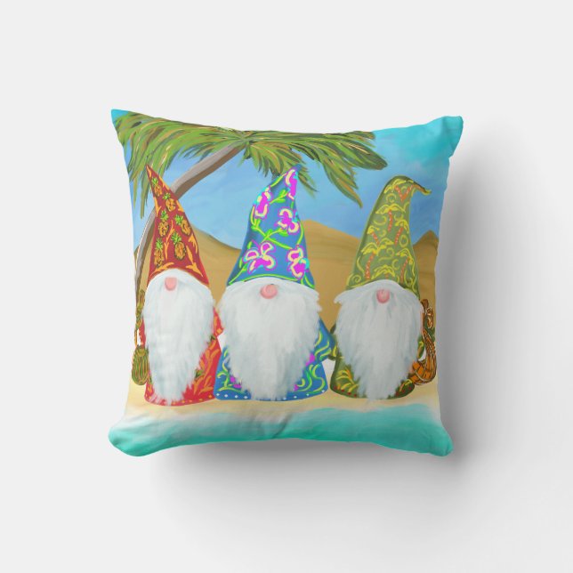 COJÍN DECORATIVO GNOMOS DE LA PLAYA (Anverso)