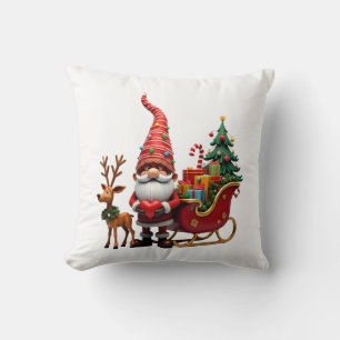 Cojín Decorativo Gnomos de luces de Navidad Santa Claus montando un