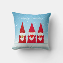 Cojín Decorativo Gnomos de Navidad en azul claro