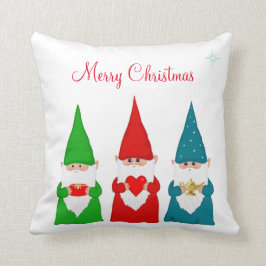 Cojín Decorativo Gnomos de Navidad en blanco