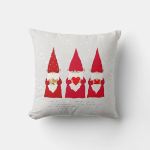 Cojín Decorativo Gnomos de Navidad en gris plateado claro