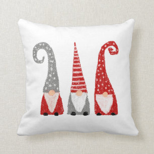 Cojín Decorativo Gnomos de Navidad escandinavos rojo gris blanco