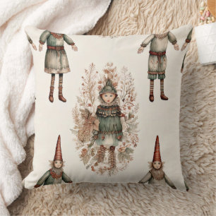 Cojín Decorativo Gnomos del bosque caprichosos y botánico (2)