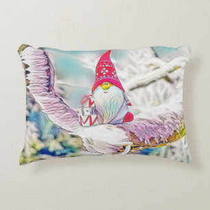 Cojín Decorativo Gnomos en la pintura de acuarela de nieve